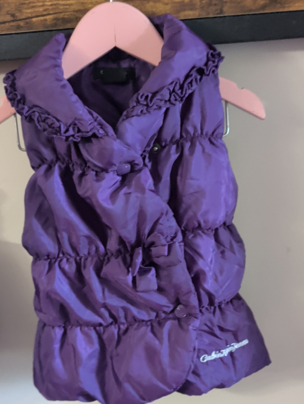 Calvin Klein Jeans Girls Purple Quilted Ruffle Puffer Vest